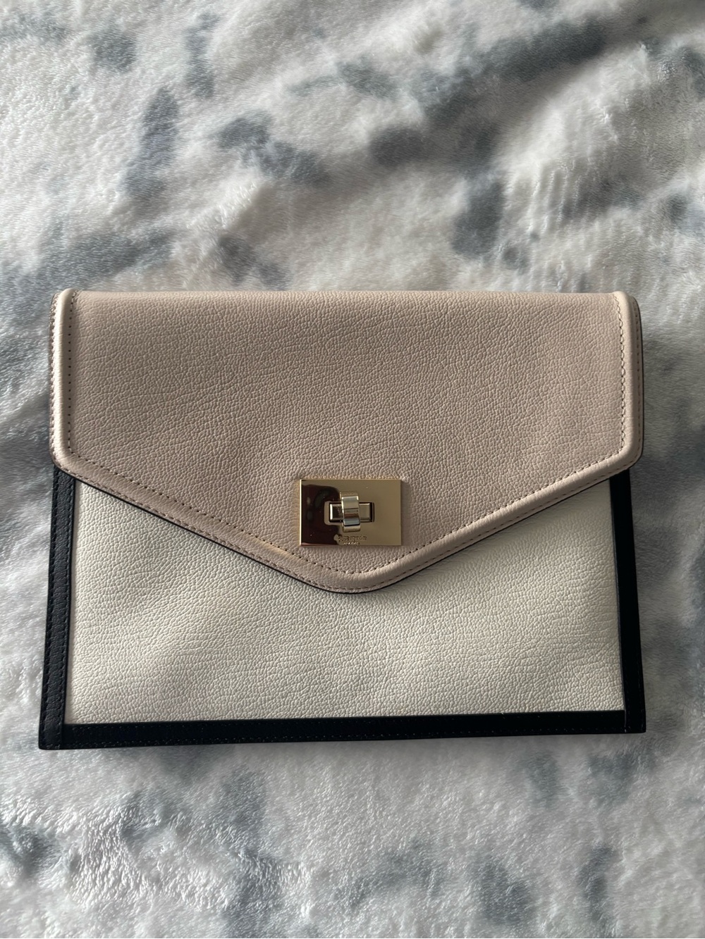 kate spade Two-Tone Envelope Clutch in Beige, White & Black